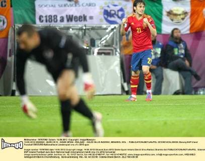 14.06.2012 GDANSK - EURO 2012 - GAME SPAIN - IRELAND - DAVID SILVA RADOSC, BRAMKA, GOL -  20120614CSLG0025