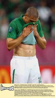 Football - European Championships 2012 - Spain vs. Ireland Jonathan Walters of Ireland looks dejected at the Baltic Arena, Gdansk 