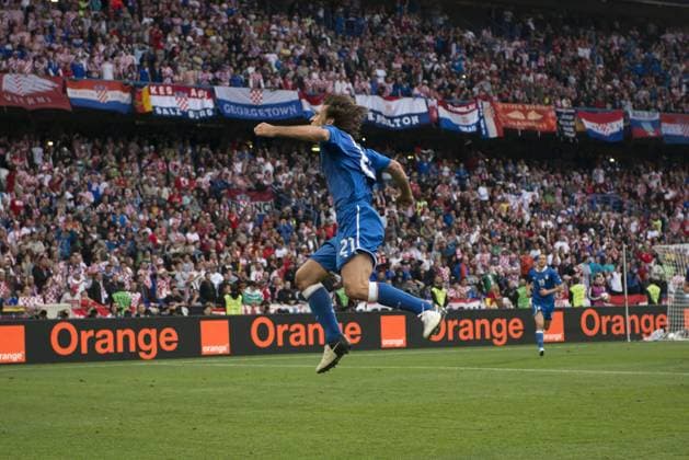 Andrea Pirlo (Italy) June 14, 2012 - Football : Uefa Euro 2012 Group C Match 13 between Italy 1-1 Croatia at Municipal Stadium, Poznan, Poland.;Joy Goal 1-0;( photo by aicfoto)(ITALY) 0855  ( PTMA_ITACRO_048)