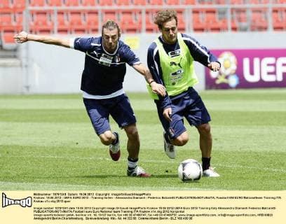 Krakow, 15.06.2012 - UEFA EURO 2012 - Training Italien - Alessandro Diamanti - Federico Balzaretti 