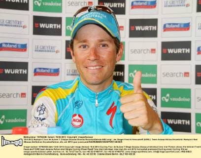 15.6.2012 Radsport Tour de Suisse 7. Etappe Gossau-Gossau Einzelzeitfahren Bild zeigt : der Sieger Fredrik Kessiakoff (SWE) ) Team Astana Aktion Einzelbild 
