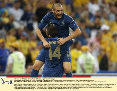 (L-R) Jeremy Menez of France, Karim Benzema of France Ukraine v France Group D: UEFA EURO 2012 2011 2012 xVIxHenkxJanxDijksxIVx 978257
