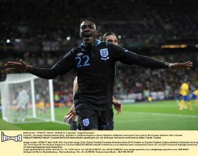 Football - European Championships 2012 - Sweden vs. England England s Danny Welbeck celebrates scoring the third goal at the Olympic Stadium, Kiev, Ukraine 