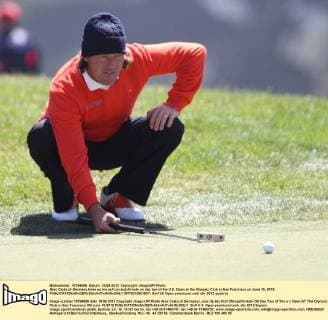 Alex Cejka of Germany lines up his putt on eighth hole on day two of the U.S. Open at the Olympic Club in San Francisco on June 15, 2012.  SFP2012061537