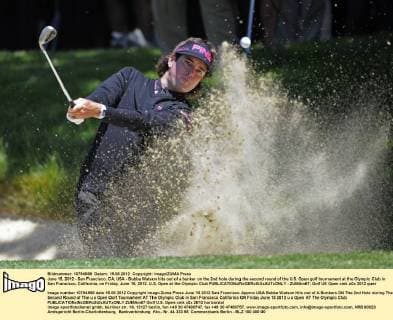 June 15, 2012 - San Francisco, CA, USA - Bubba Watson hits out of a bunker on the 2nd hole during the second round of the U.S. Open golf tournament at the Olympic Club in San Francisco, California, on Friday, June 15, 2012. U.S. Open at the Olympic Club - ZUMAm67