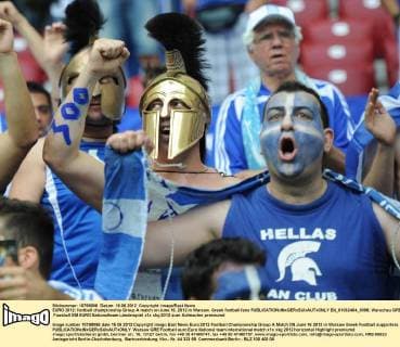 EURO 2012: football championship Group A match on June 16, 2012 in Warsaw. Greek football fans  EN_01032404_0098