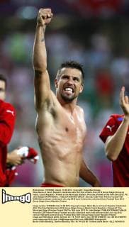 Milan Baros of Czech Republic celebrates after the final whistle..Euro 2012 Group Stage (Group A) match, Czech Republic v Poland at the Municipal Stadium, Wroclaw, Poland on the 16th June 2012. Pic Jake Badger SPORTIMAGE... EDITORIAL USE ONLY. No use with unauthorised audio, video, data, fixture lists, club league logos or live services. Online in-match use limited to 120 images, no video emulation. No use in betting, games or single club league player publications.
