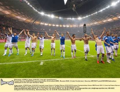 Fussball Warschau 16.06.2012 Europameisterschaften Griechenland (GRE) - Russland (RUS) 1:0 Jubel Griechenland