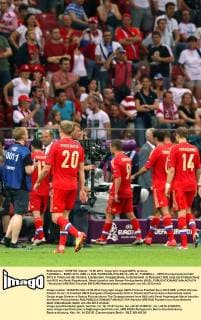 FUSSBALL - EURO 2012, GRE vs RUS WARSCHAU,POLEN,16.JUN.12 - FUSSBALL - UEFA Europameisterschaft 2012 in Polen und der Ukraine, Länderspiel, Gruppenphase, Griechenland vs Russland. Bild zeigt die Enttäuschung von RUS mit Pavel Pogrebnyak, Marat Izmailov und Roman Pavlyuchenko (RUS). 
