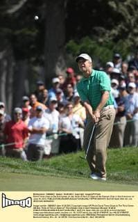 David Toms chips to the third green on day three of the U.S. Open at the Olympic Club in San Francisco on June 16, 2012.  SFP2012061619