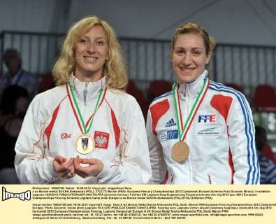 a sx Bronze medal SOCHA Aleksandra (POL); STOLTZ Marion (FRA); European Fencing Championships 2012 Campionati Europei Scherma Foto Giovanni Minozzi Insidefoto Legnano 16 6 2012 giovannixminozzi