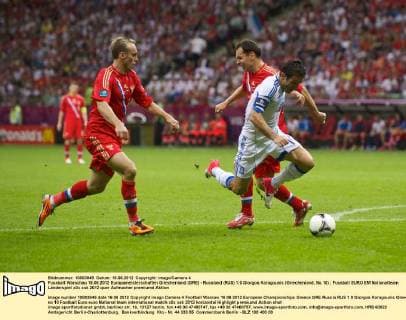 Fussball Warschau 16.06.2012 Europameisterschaften Griechenland (GRE) - Russland (RUS) 1:0 Giorgos Karagounis (Griechenland, No.10)