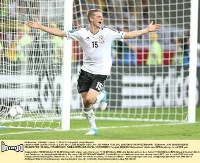 LWOW ARENA LWOW 17.06.2012 EURO 2012 LARS BENDER GER LVIV LVIV ARENA 17.06.2012 EURO 2012 GROUP B DENMARK - GERMANY LARS BENDER GER IS CELEBRATING HIS GOAL FOR GERMANY  120617MIN031
