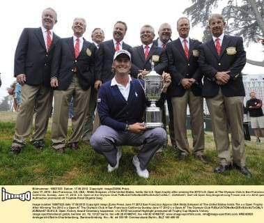 June 17, 2012 - San Francisco, CA, USA - Webb Simpson, of the United States, holds the U.S. Open trophy after winning the 2012 U.S. Open at The Olympic Club in San Francisco, California, Sunday, June 17, 2012. U.S. Open at the Olympic Club - ZUMAm67