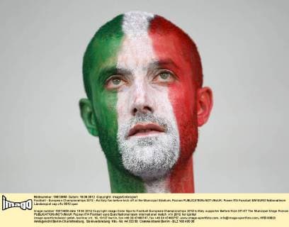 Football - European Championships 2012 - An Italy fan before kick off at the Municipal Stadium, Poznan 