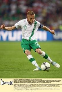 Football - European Championships 2012 - Republic of Ireland vs. Italy Damien Duff of Ireland during the game in which he earnt his 100th cap at the Municipal Stadium, Poznan 