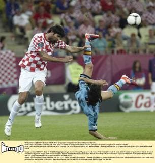 EURO 2012 - POLAND - Gdansk - 18 JUNE 2012 - Croatia vs Spain third match group C David Silva spanish player with Vedran Corluka. 