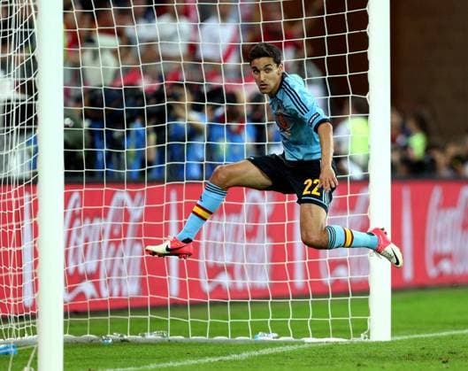 JESUS NAVAS SPA GOL BRAMKA RADOSC GDANSK GDANSK ARENA 18.06.2012 EURO 2012 GROUP C CROATIA - SPAIN; JESUS NAVAS SPA IS CELEBRATING HIS GOAL FOR SPAIN -  120618MIN061