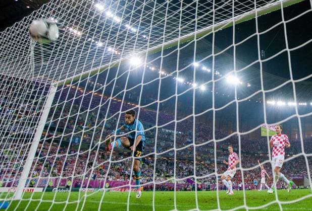 18.06.2012, Arena Gdansk, Danzig, POL, UEFA EURO 2012, Kroatien vs Spanien, Gruppe C, im Bild Jesus Navas Spanien macht das Tor