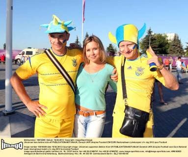 Ukrainian fans before kick-off EDITORIAL USE ONLY. No use with unauthorised audio, video, data, fixture lists, club league logos or live services. Online in-match use limited to 120 images, no video emulation. No use in betting, games or single club league player publications.