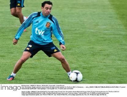 Xavi Hernandez. Spain national soccer team during training session for the Euro 2012 in Gniewino --- delu_200612 