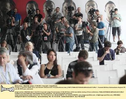 Krakau, 21.06.2012, EURO 2012, Journalisten während einer Pressekonferenz lemi_210612 