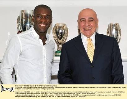 CLARENCE SEEDORF und Vizepräsident ADRIANO GALLIANI Pressekonferenz anlässlich Seedorfs Abschied vom AC Mailand
