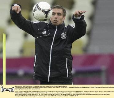 Training Session at PGE Arena of Gdansk. German player Philipp Lahm with the ball. 