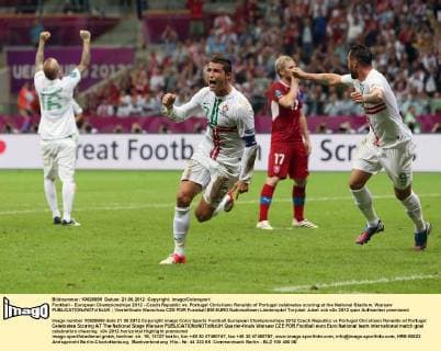 Football - European Championships 2012 - Czech Republic vs. Portugal Christiano Ronaldo of Portugal celebrates scoring at the National Stadium, Warsaw 