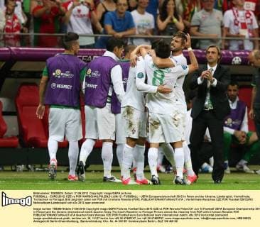 FUSSBALL - EURO 2012, CZE vs POR WARSCHAU,POLEN,21.JUN.12 - FUSSBALL - UEFA Europameisterschaft 2012 in Polen und der Ukraine, Länderspiel, Viertelfinale, Tschechien vs Portugal. Bild zeigt den Jubel von POR mit Cristiano Ronaldo (POR). 