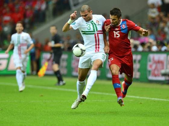 EURO 2012: football championship the first of quarter finals match. Czech Republic vs. Portugal on June 21, 2012 in Warsaw, Poland. Michal Kadlec, Ruben Micael  EN_01034506_0041