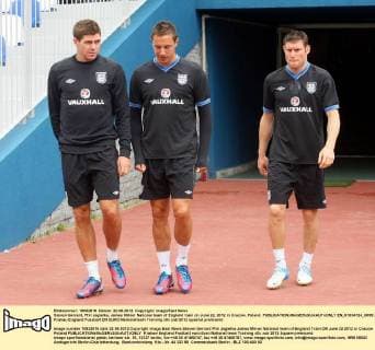 Steven Gerrard, Phil Jagielka, James Milner National team of England train on June 22, 2012 in Cracow, Poland.  EN_01034724_0059