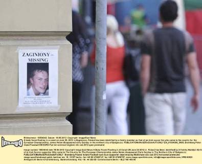 A body found floating in a canal on June 20, 2012 in Bygdoszcz, Poland has been identified by a family member as that of an Irish soccer fan who came to the country for the European Championship. James Nolan disappeared early Sunday in the northern city of Bydgoszcz.  EN_01034306_0008