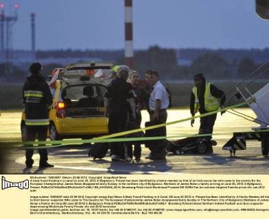 A body found floating in a canal on June 20, 2012 in Bygdoszcz, Poland has been identified by a family member as that of an Irish soccer fan who came to the country for the European Championship. James Nolan disappeared early Sunday in the northern city of Bydgoszcz. Members of James Nolan s family arriving on June 20, 2012 in Bydgoszcz, Poland.  EN_01034336_0014