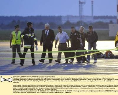 A body found floating in a canal on June 20, 2012 in Bygdoszcz, Poland has been identified by a family member as that of an Irish soccer fan who came to the country for the European Championship. James Nolan disappeared early Sunday in the northern city of Bydgoszcz. Members of James Nolan s family arriving on June 20, 2012 in Bydgoszcz, Poland.  EN_01034336_0017