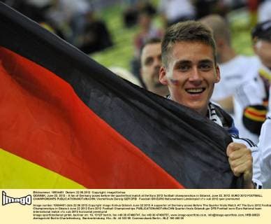 GDANSK, June 22, 2012 - A fan of Germany poses before the quarterfinal match at the Euro 2012 football championships in Gdansk, June 22, 2012. EURO 2012 FOOTBALL CHAMPIONSHIPS 