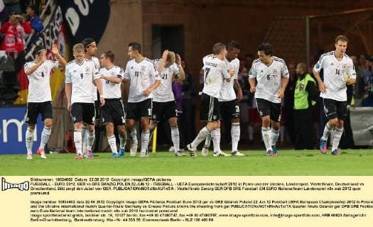 FUSSBALL - EURO 2012, GER vs GRE DANZIG,POLEN,22.JUN.12 - FUSSBALL - UEFA Europameisterschaft 2012 in Polen und der Ukraine, Länderspiel, Viertelfinale, Deutschland vs Griechenland. Bild zeigt den Jubel von GER. 