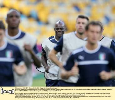 Italys Mario Balotelli during training..Euro 2012 Italy Training, Olympic Stadium, Kiev, 23rd June 2012. Pic David Klein SPORTIMAGE EDITORIAL USE ONLY. No use with unauthorised audio, video, data, fixture lists, club league logos or live services. Online in-match use limited to 120 images, no video emulation. No use in betting, games or single club league player publications.