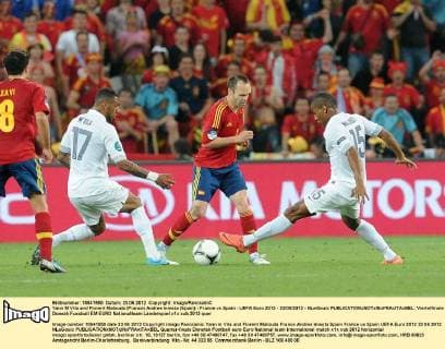 Yann M Vila and Florent Malouda (France) Andres Iniesta (Spain) - France vs Spain - UEFA Euro 2012 - 23 06 2012 - NLeGouic 