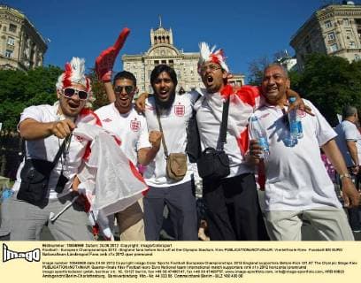 Football - European Championships 2012 - England fans before kick off at the Olympic Stadium, Kiev 