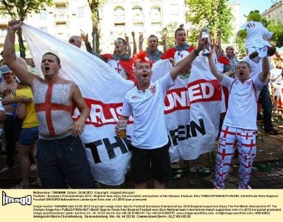 Football - European Championships 2012 - England fans enjoy the pre-match atmosphere at the Olympic Stadium, Kiev 