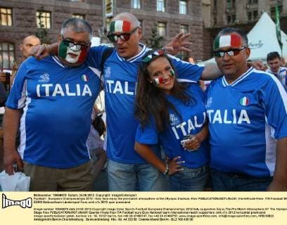 Football - European Championships 2012 - Italy fans enjoy the pre-match atmosphere at the Olympic Stadium, Kiev 
