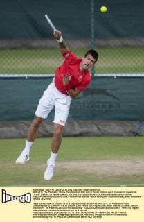 24.06.2012. The Wimbledon Tennis Championships 2012 held at The All England Lawn Tennis and Croquet Club, London, England, UK. Novak Djokovic practises at the practise courts on practise Sunday xDuncanxGrovex  ActionPlus11295186