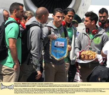 Captain of the national team of Portugal Cristiano Ronaldo The national football team of Portugal arrives on June 26, 2012 in Donetsk, Ukraine. 