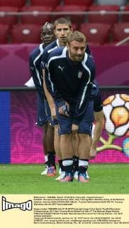 Football - European Championships 2012 - Italy Training Mario Balotelli of Italy at the National Stadium, Warsaw 