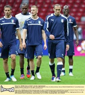 Football - European Championships 2012 - Italy Training Mario Balotelli of Italy at the National Stadium, Warsaw 