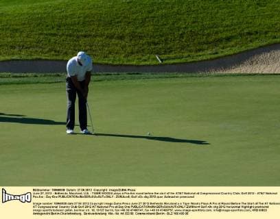 June 27, 2012 - Bethesda, Maryland, U.S. - TIGER WOODS plays a Pro-Am round before the start of the AT&T National at Congressional Country Club. Golf 2012 - AT&T National Pro-Am - Day One - ZUMAcn4