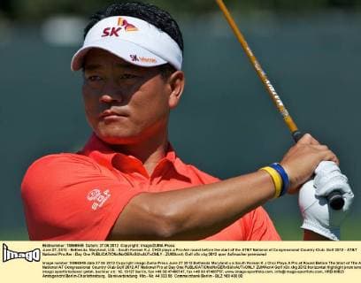 June 27, 2012 - Bethesda, Maryland, U.S. - South Korean K.J. CHOI plays a Pro-Am round before the start of the AT&T National at Congressional Country Club. Golf 2012 - AT&T National Pro-Am - Day One - ZUMAcn4