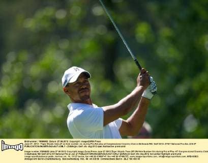 June 27, 2012 - Tiger Woods tees off on hole number six during Pro-Am play at Congressional Country Club in Bethesda MD. Golf 2012: AT&T National Pro-Am JUN 27 - ZUMAcjm