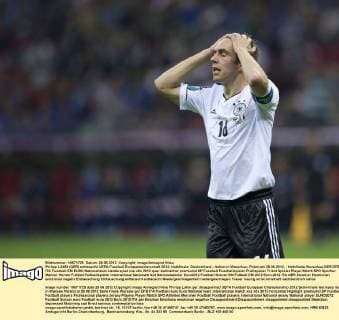Philipp LAHM (GER) enttäuscht UEFA Fussball Europameisterschaft 2012, Halbfinale: Deutschland - Italien in Warschau, Polen am 28.06.2012,